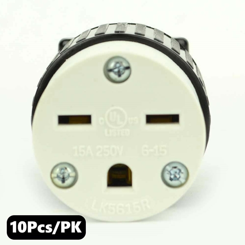 (TMT Only) 15A-250V NEMA 6-15R Straight Electrical Receptacle - 10Pk - W02