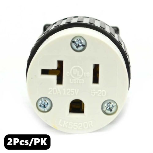 (TMT Only) 20A-125V  NEMA 5-20R Straight Electrical Receptacle - 2Pk - W02