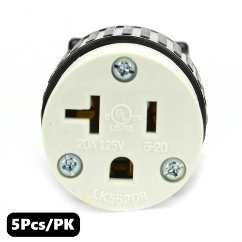 (TMT Only) 20A-125V  NEMA 5-20R Straight Electrical Receptacle - 5Pk - W02