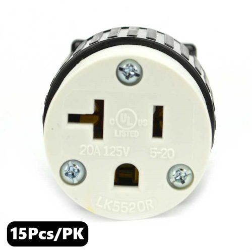 (TMT Only) 20A-125V  NEMA 5-20R Straight Electrical Receptacle - 15Pk - W02