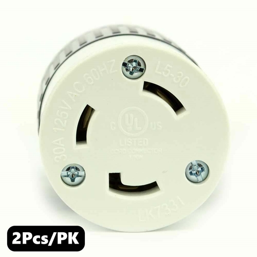 (TMT Only) 30A-125V NEMA L5-30R Twist Lock Electrical Receptacle - 2Pk - W02