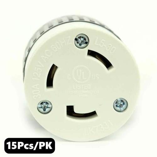 (TMT Only) 30A-125V NEMA L5-30R Twist Lock Electrical Receptacle - 15Pk - W02