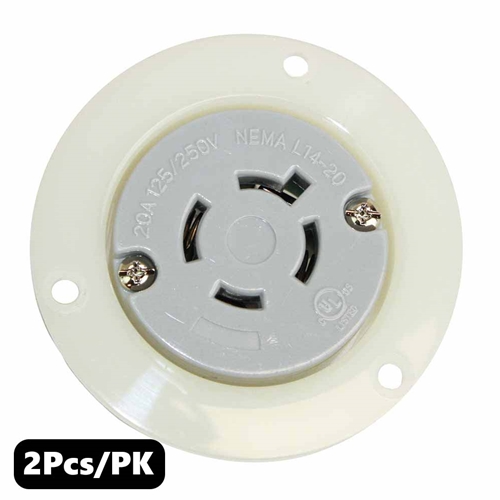 (TMT Only) Twist Lock Receptacle Flange 4-Wire 20A 125/250V NEMA L14-20R - 2PK - W02