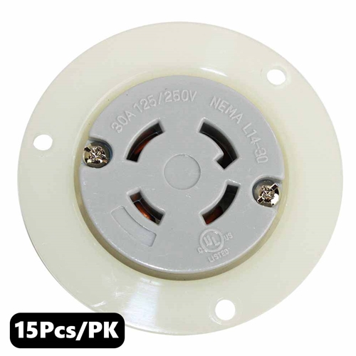 (TMT Only) Twist Lock Receptacle Flange  4-Wire 30A 125/250V NEMA L14-30R - 15PK - W02