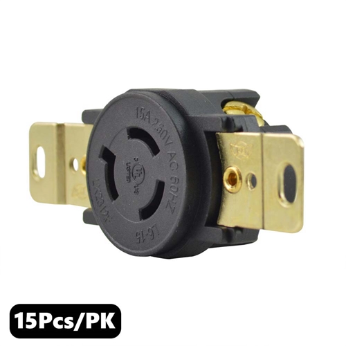 (TMT Only) Wall Receptacle - 3P 15A 250V - Twist Female - NEMA L6-15R - 15PK - W03