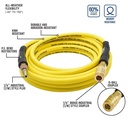1/4" 25 ft Yellow Hybrid Polymer Hose With 1/4" Brass Industrial 6-Ball Coupler & Steel Plug - W06