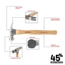 14 Oz Tiger Titanium Hammer With Straight Hickory Handle