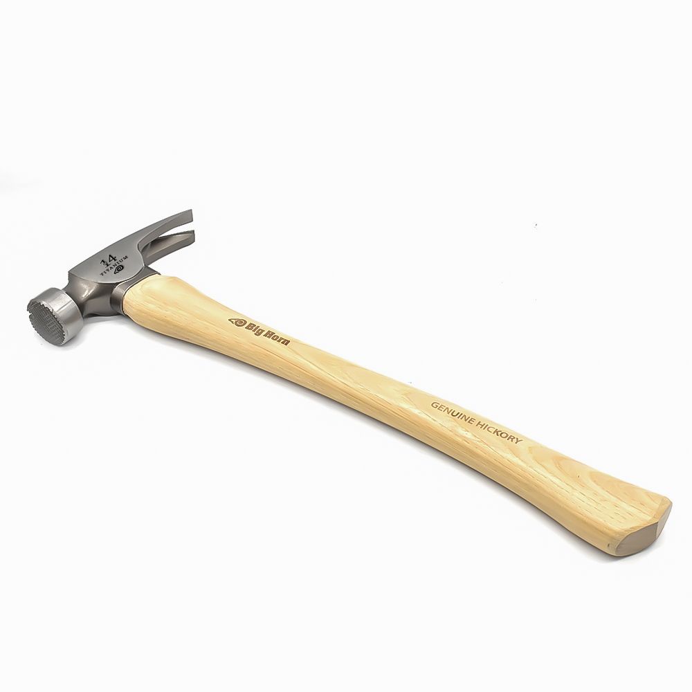 14 Oz Tiger Titanium Hammer With Curved Hickory Handle
