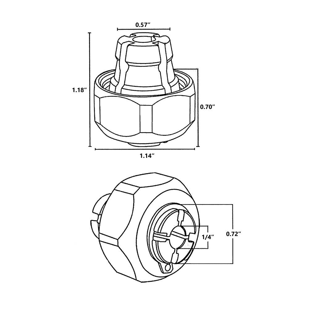 1/4" Router Collet with Nut for Makita Routers - Replace 193214-9