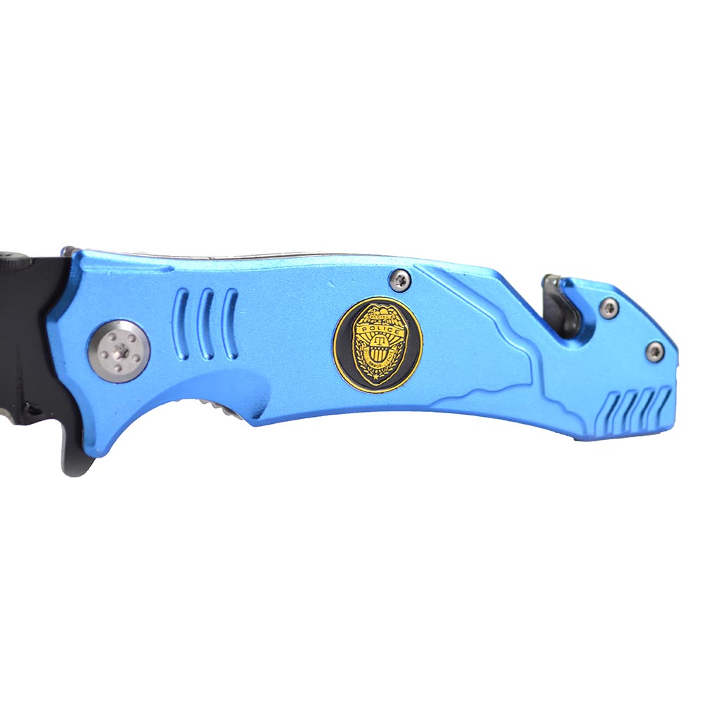 4.5" Navy Blue Police Metal Handle Rescue Knife - W02