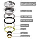 246-T 3-1/2" Kitchen Sink Strainer Assembly with Brass Locknut (Deluxe) - W08