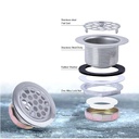 413-T 2-1/2” "Flat-Style" Junior Bar Kitchen Sink Strainer Assembly - W02