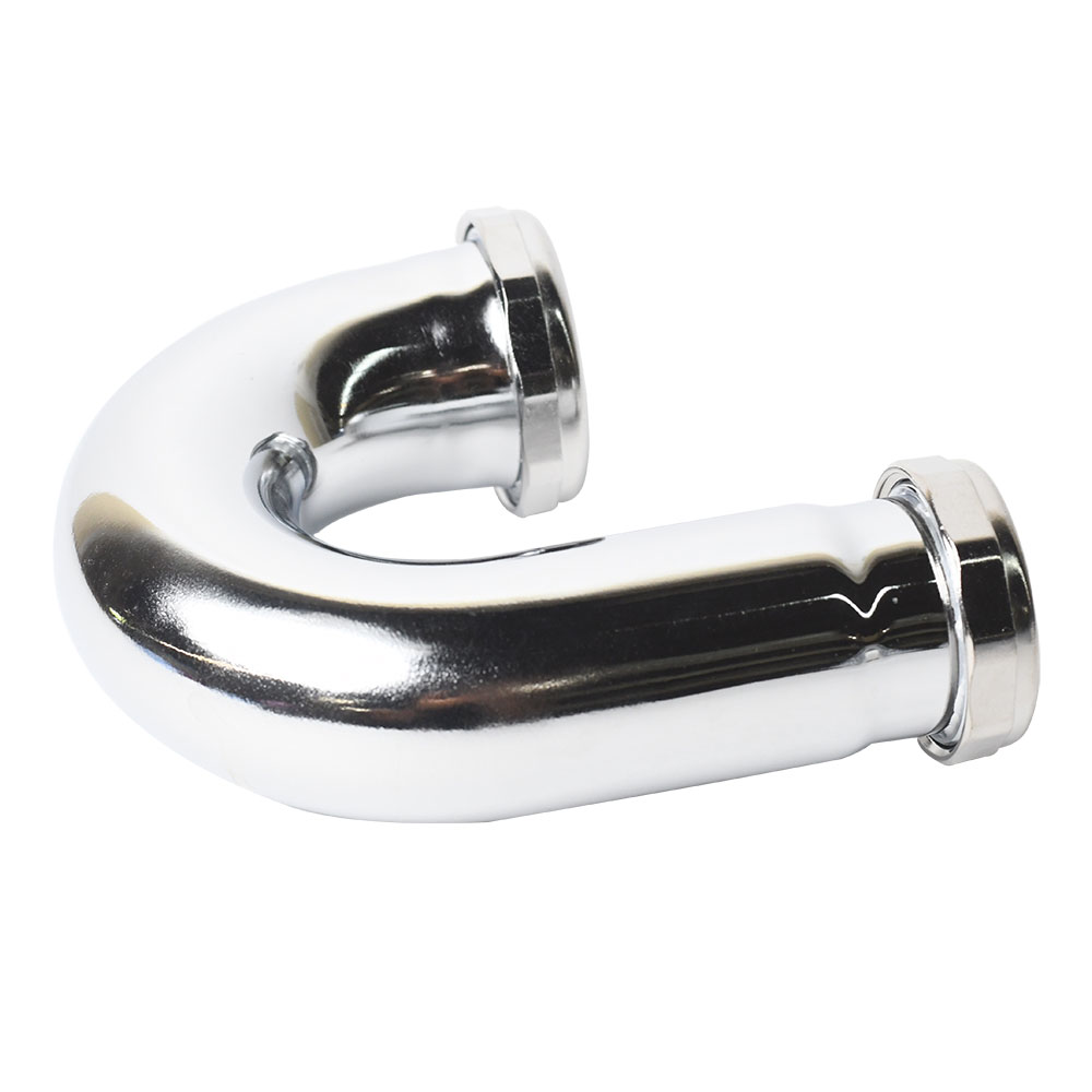 652-T 1-1/2" x 1-1/4" Chrome Plated Brass Tubular J-Bend - 22 Gauge - W02