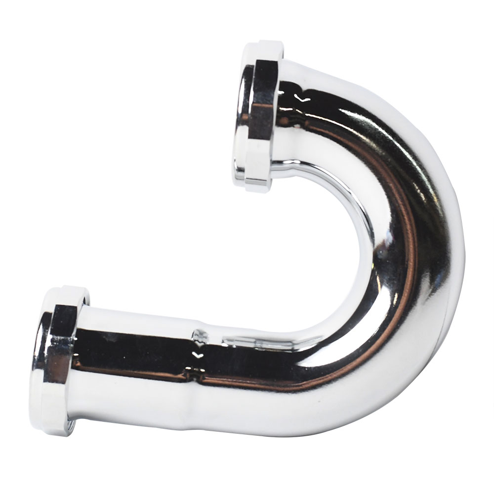 654-T 1-1/4" x 1-1/4" Chrome Plated Brass Tubular J-Bend - 22 Gauge - W03