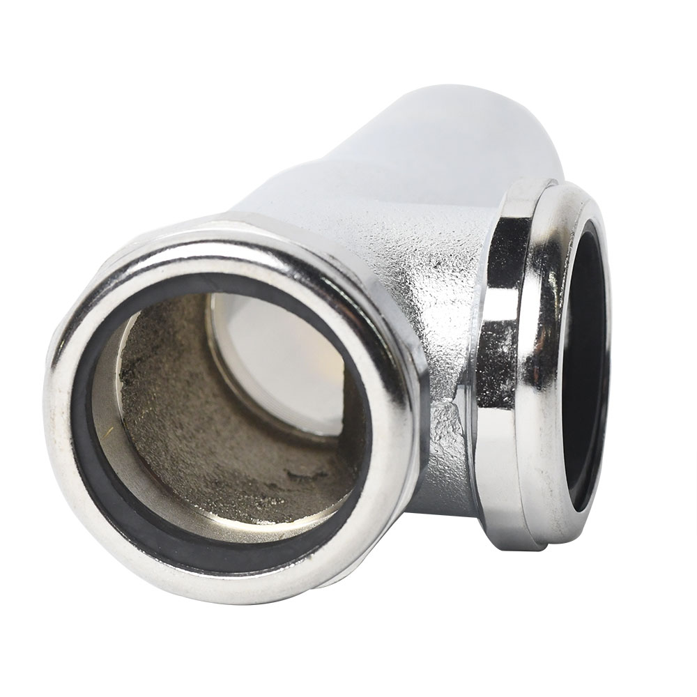 655-T 1-1/2" Chrome Plated Brass Tubular End Outlet Tee With Baffle - 20 Gauge - W05
