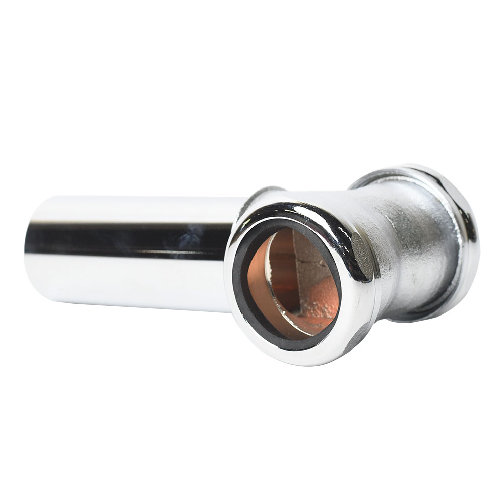 656-T 1-1/2" Chrome Plated Brass Tubular Center Outlet Tee with Baffle - 20 Gauge - W04