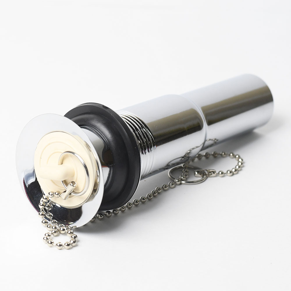 661-T 1-1/4" x 5" Chrome Plated Brass Two Piece Pop-Up Plug - Includes Chain and Stopper - W03
