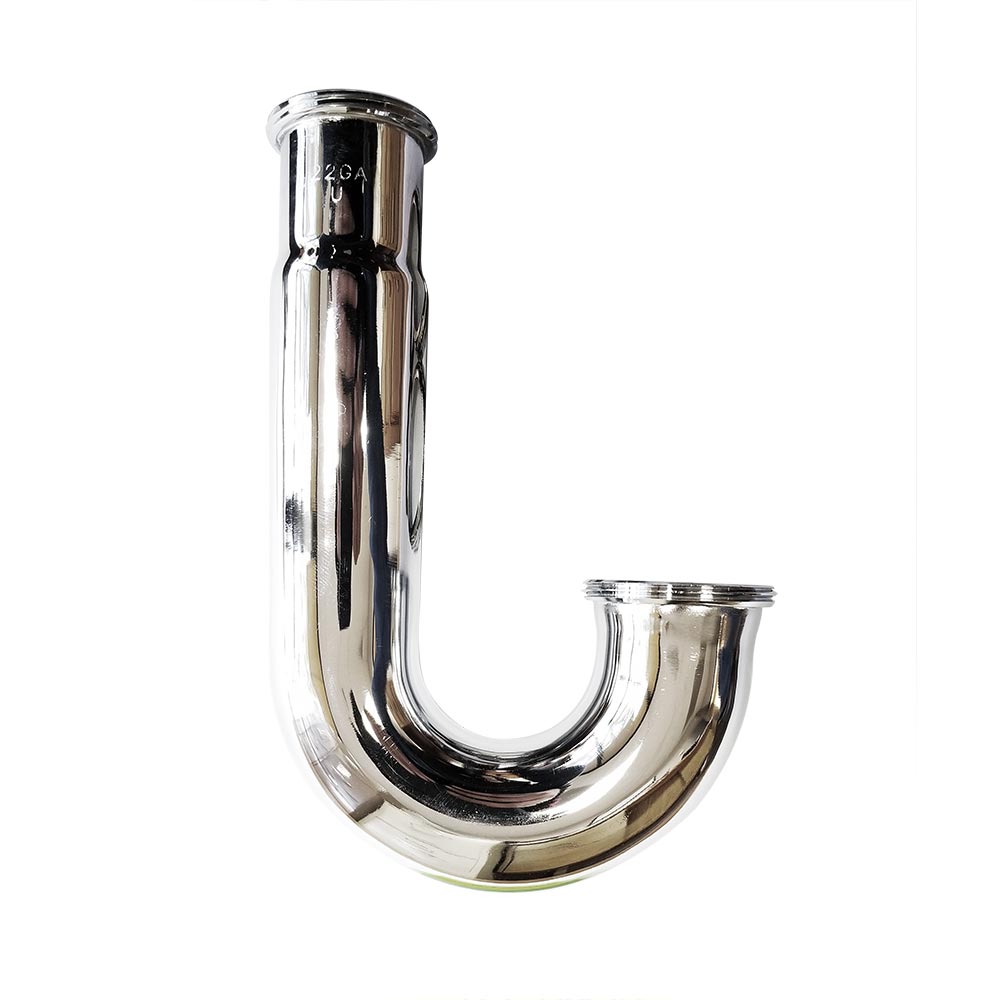 678-T 1-1/2" X 1-1/4" Chrome Plated Brass Tubular Hi-Inlet J-Bend - 22 Gauge - W04