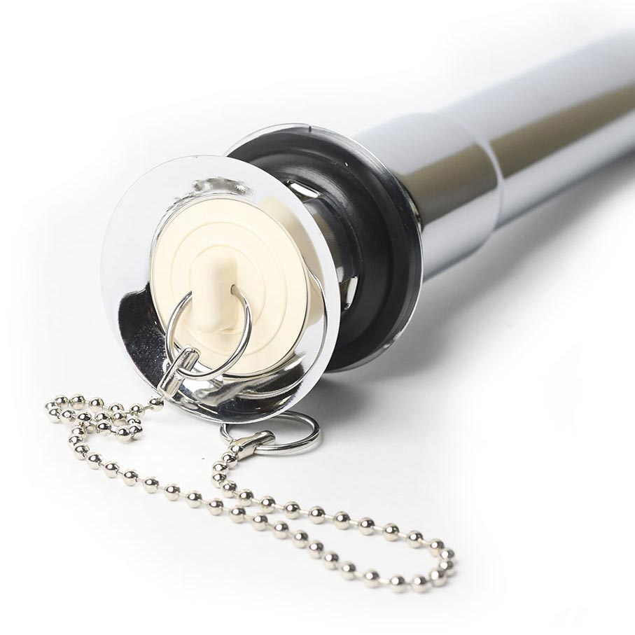 681-T 1-1/4" x 8" Chrome Plated Brass Two Piece Pop-Up Plug - Includes Chain and Stopper - W03
