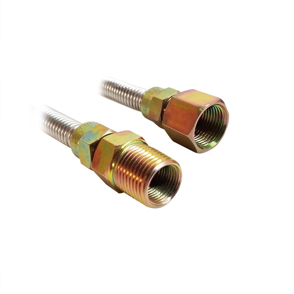 683-T , 3/8" OD  X 1/4" ID - 1/2" MIP x 1/2" FIP , 48  in Length Stainless Steel  GAS FLEX  - W02