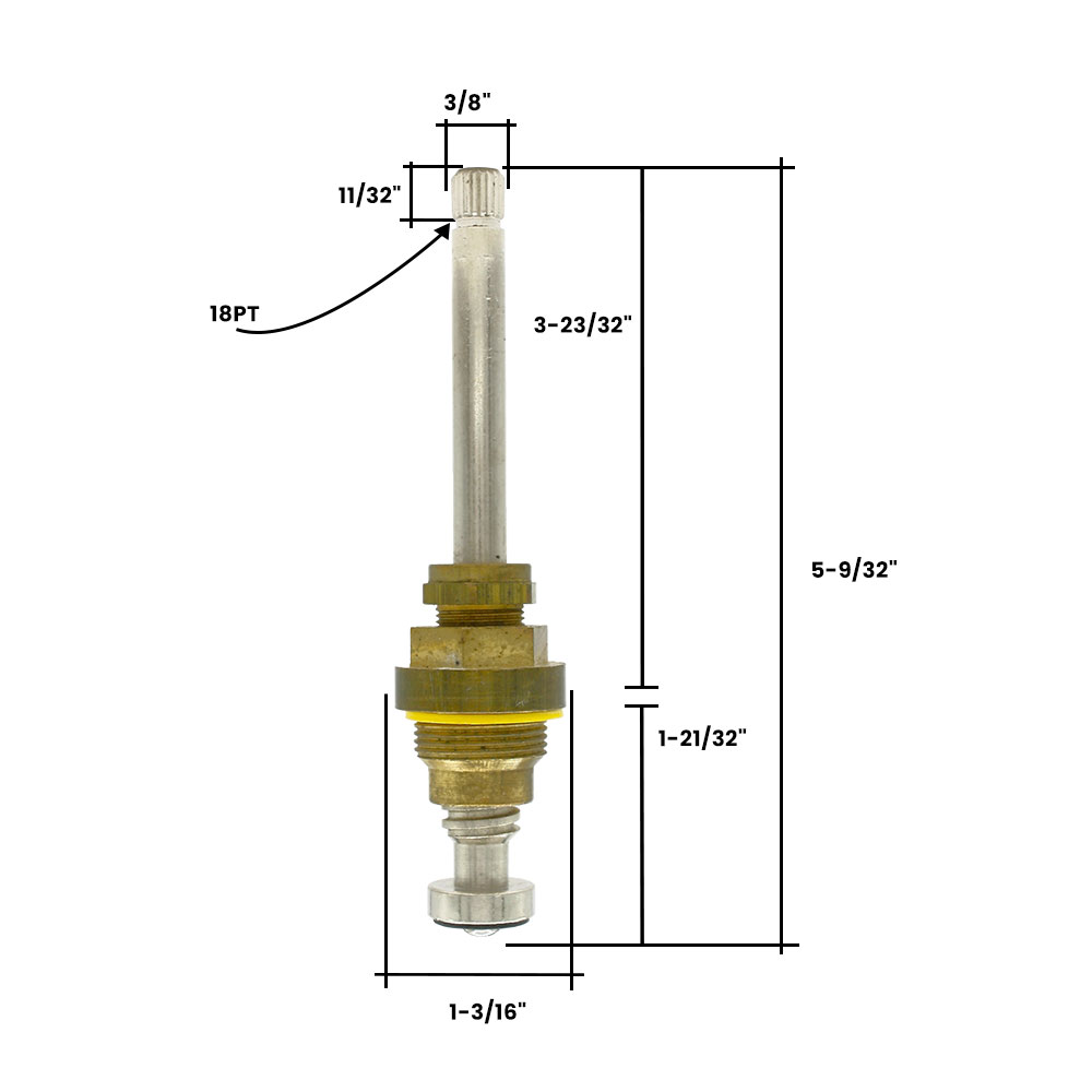 984-T Union / Gopher Lavatory Faucet Stem - Hot 15363B (7E-1H) - W04