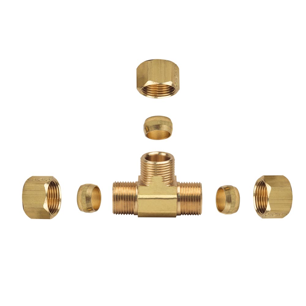 1067-T 64-C 3/8" Comp Lead-Free Brass  Tee - W03