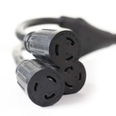 Pigtail-1 Twist Male to 3 W Female twist (NEMA L5-20P to NEMA L5-20R)  - W03