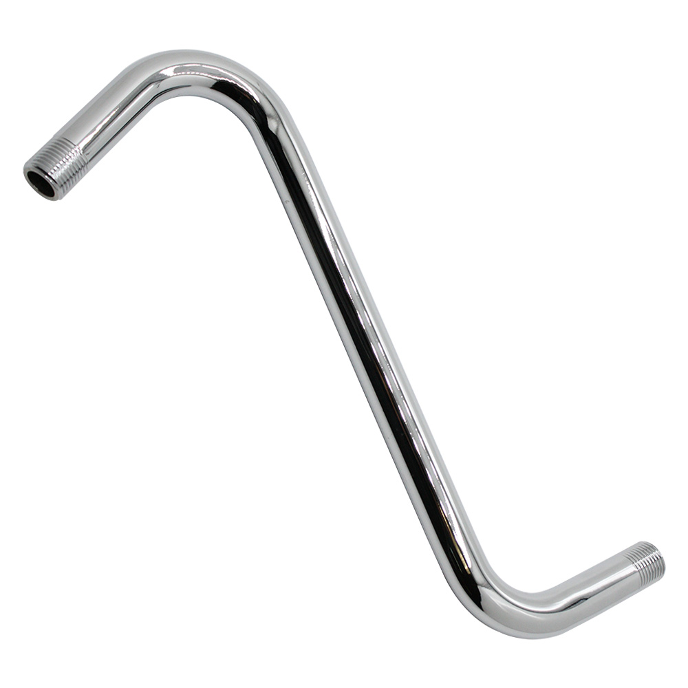 1214-T 10" S-Shape Shower Arm with Flange - Chrome - W02