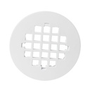 1249-T 4-1/2" White Plastic Strainer - Shower Drain Square Grid - W02