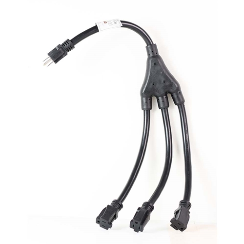 Pigtail-1 Male U to 3 W Female U (NEMA 5-15P to NEMA 5-15R)  - W02