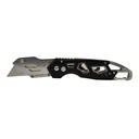 Heavy Duty Folding Utility Knife with Belt Clip - Black