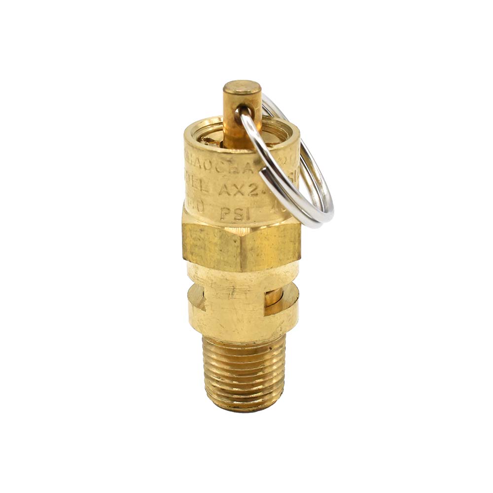 1/8" MPT Brass Safety Valve w/pull Ring - 140 PSI - ASME Certified