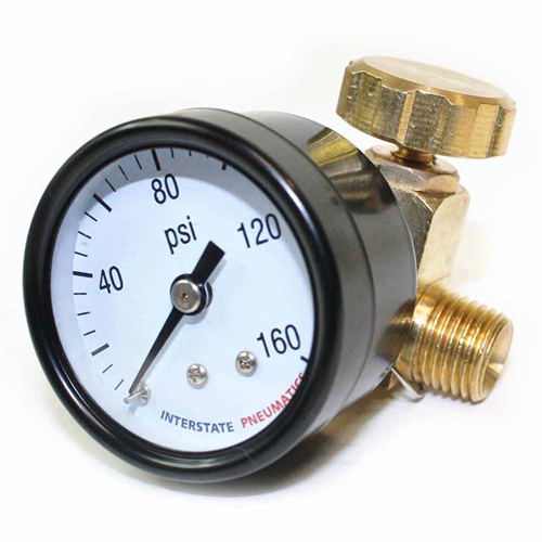 In Line Needle Valve w  Gauge-  1/4" MPT x 1/4" FPT, WP 160 PSI