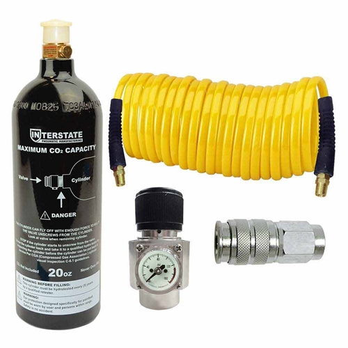 Co2 Regulator with cylinder, hose, coupler Kit