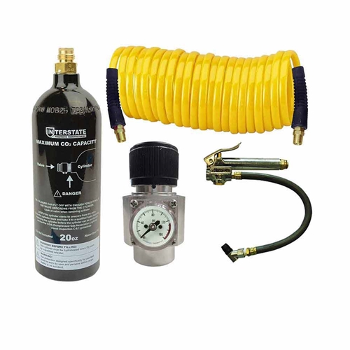 Co2 Regulator with cylinder, hose and Tire Inflator