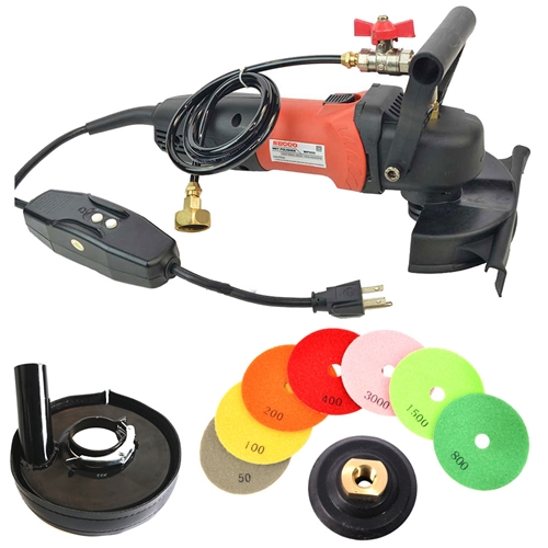 WP800 4" Var Speed Polisher, Dust Shroud and 8 pc 4" Diamond Polishing Pad Set