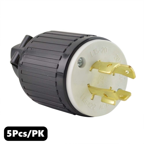(TMT Only) 20A-250V 4-Blade NEMA L15-20P Twist Lock Electrica Plug - 5PK