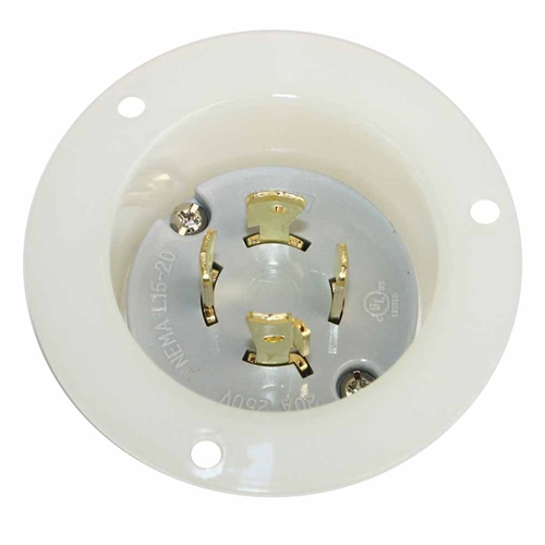 Twist Lock Flange Plug 3-Pole 4-Wire 20A 250V NEMA L15-20P