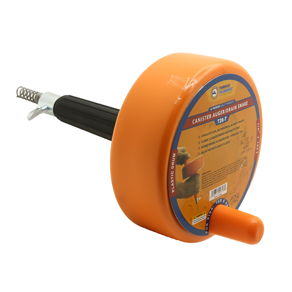 726-T 1/4" X 15ft  Canister Auger / Drain Snake (Plastic Drum)