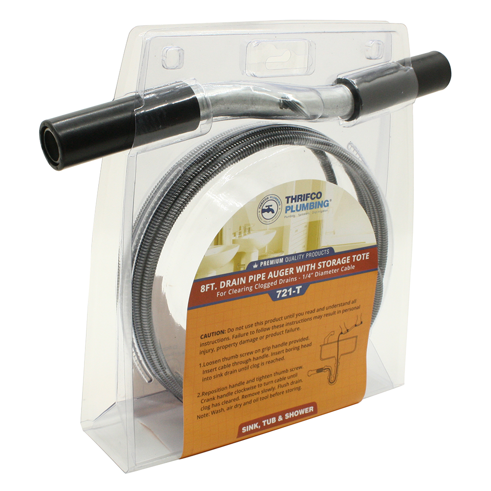 721-T 1/4" X 8ft Drain Snake with Storage Tote