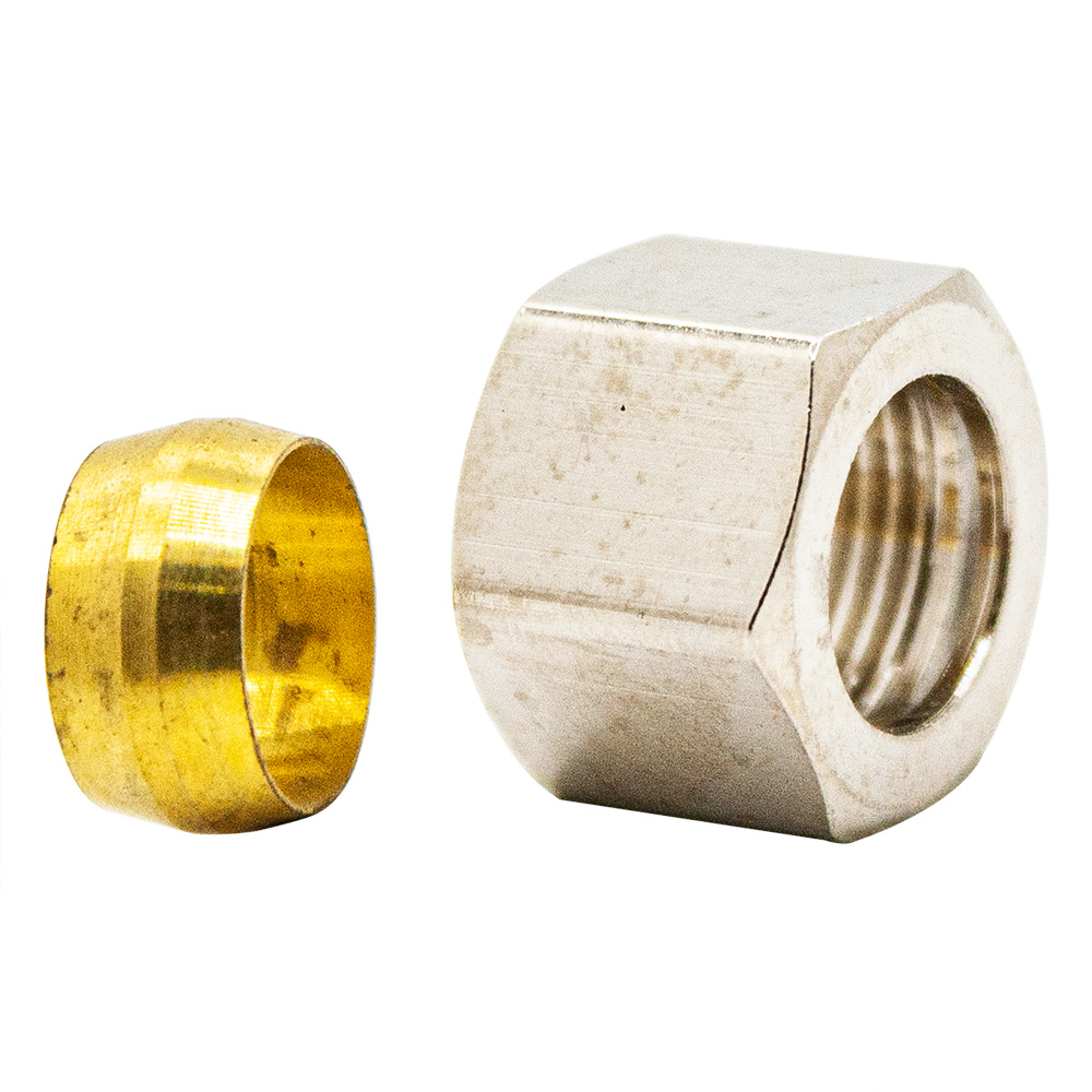 119-T 1/2" Compression Nut with Ferrule Sleeve - Chrome Plated