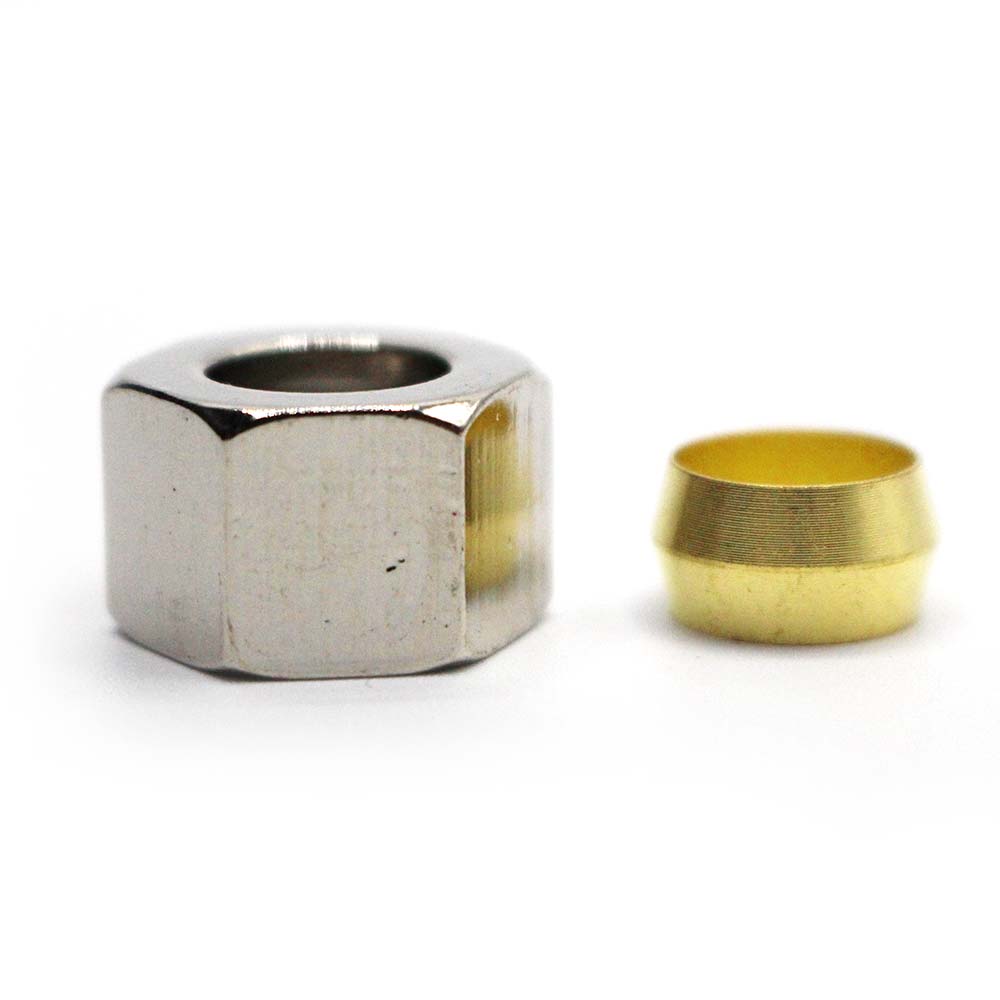 120-T 3/8" Compression Nut with Ferrule Sleeve - Chrome Plated
