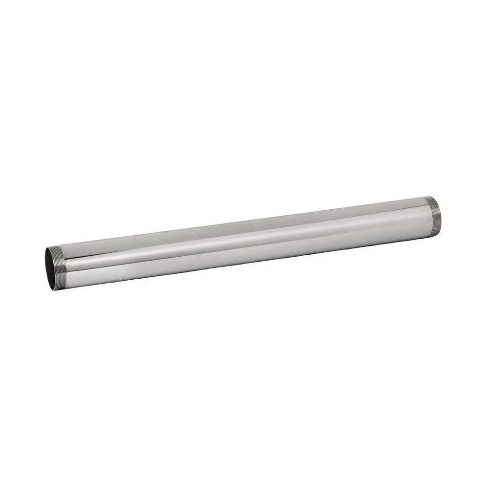 632-T 1-1/4" X 12" Chrome Plated Brass Tubular Extension Tube Threaded Both Ends - 22 Gauge