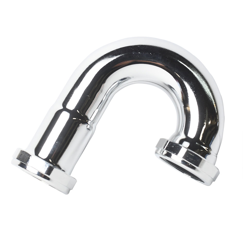 654-T 1-1/4" x 1-1/4" Chrome Plated Brass Tubular J-Bend - 22 Gauge
