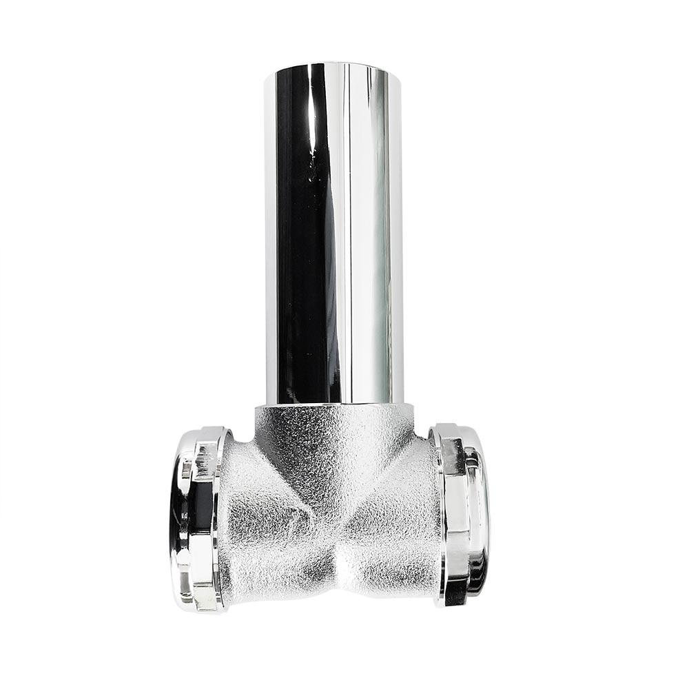 656-T 1-1/2" Chrome Plated Brass Tubular Center Outlet Tee with Baffle - 20 Gauge