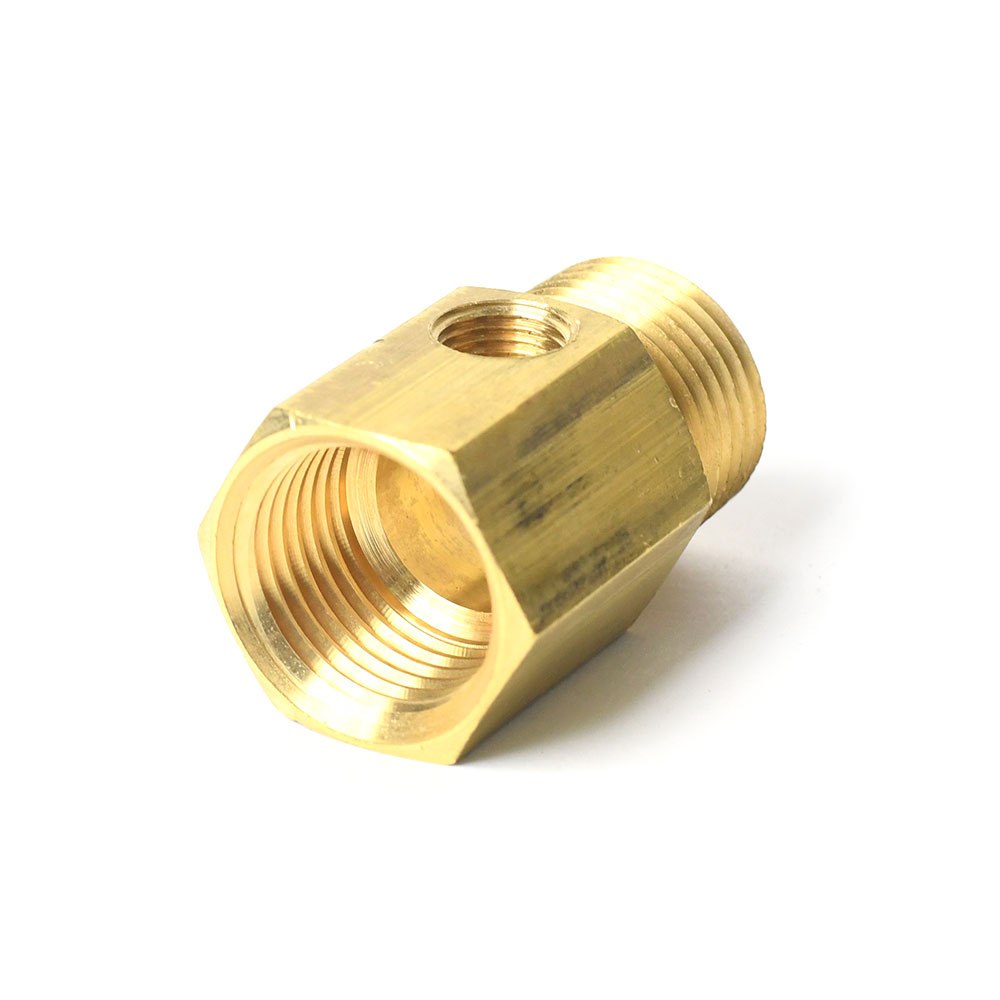 715-T 1/2" FIP x 1/2" MIP with 1/8" FIP Lead Free Brass Easy Adapter - Plastic Bag with Header Card
