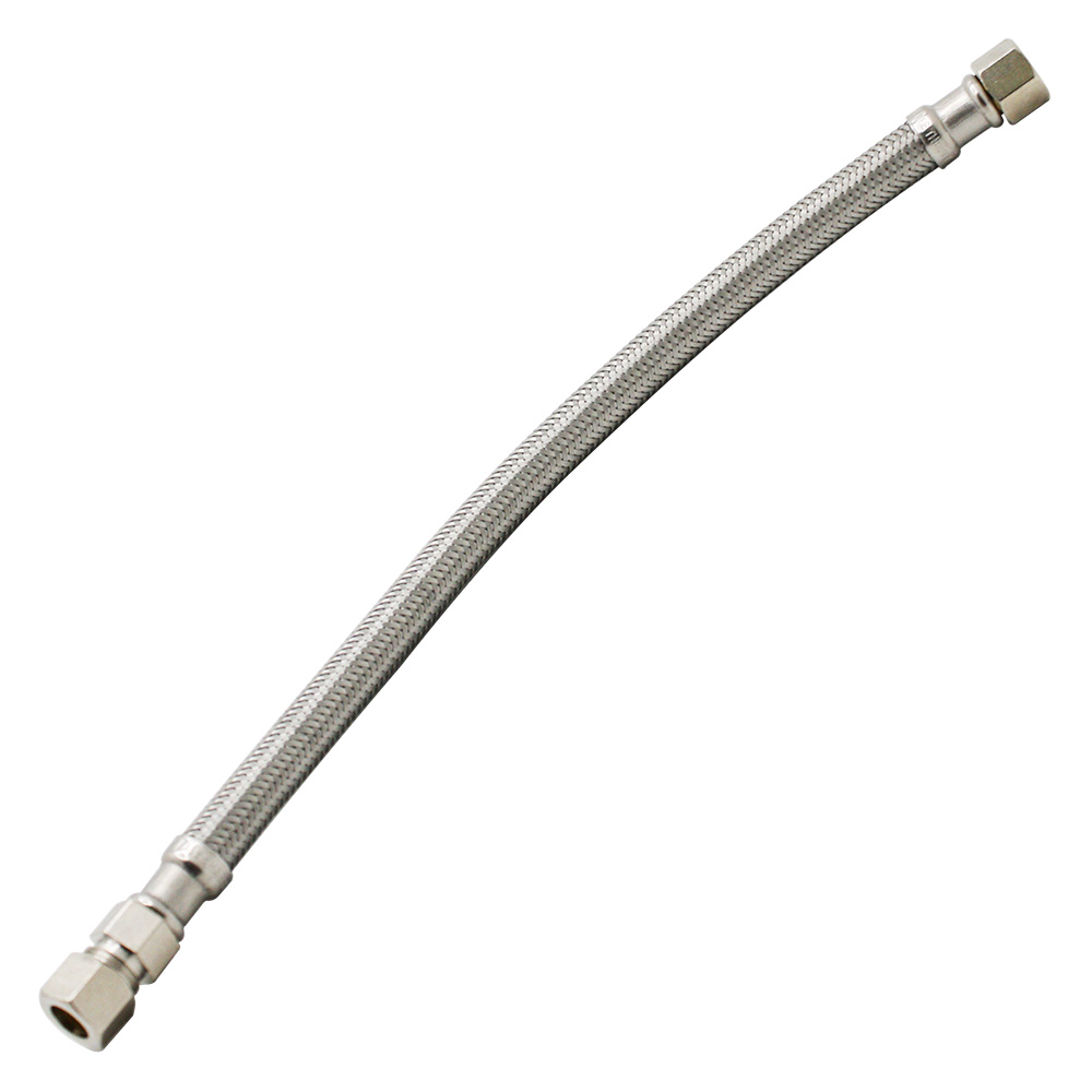 1482-T 3/8" Comp x 3/8" UNION x 12" Long Stainless Steel Faucet Riser