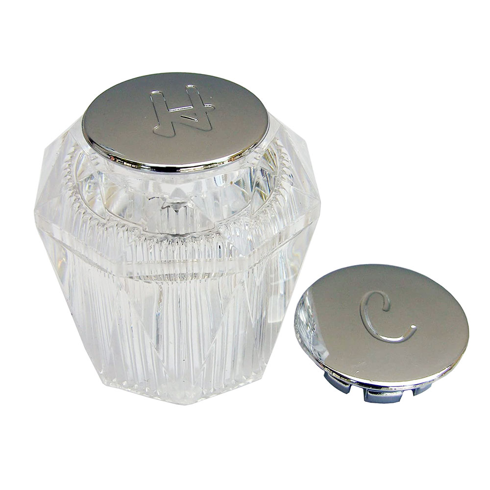 1513-T Price Pfister Small Contessa Tub Shower Faucet Handle - Clear Acrylic with Hot/Cold Buttons
