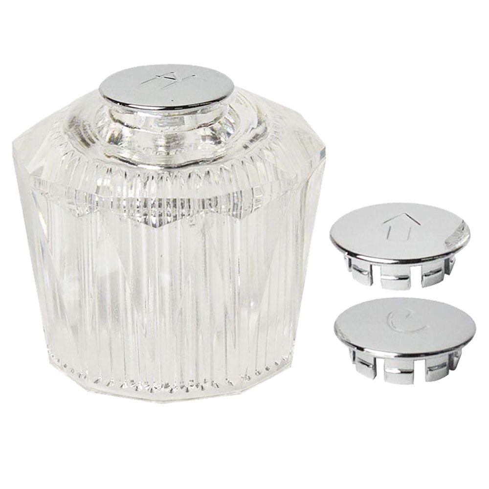 1514-T Price Pfister Large Contessa Tub Shower Faucet Handle - Clear Acrylic with Hot/Cold/Diverter Buttons
