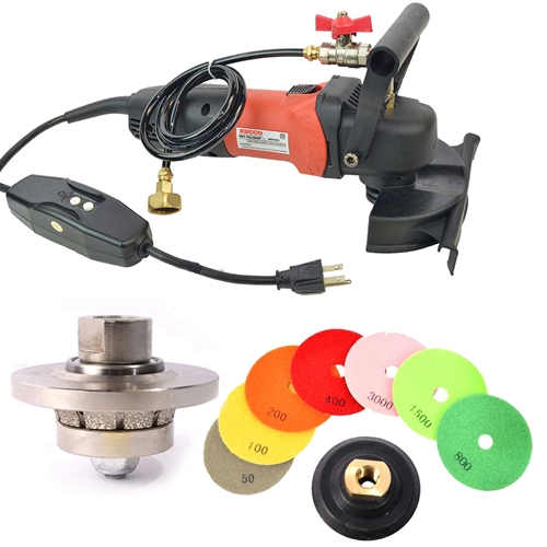  WP800 4" Var Speed Polisher, 3/16" Radius Diamond Profile Wheel and 8 pc 4" Diamond Polishing Pad Set 
